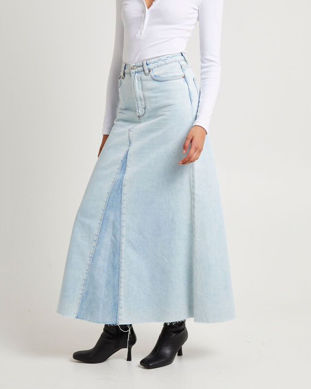 Rework Maxi Skirt - Light Bleach/French Blue Contrast, hi-res image number null