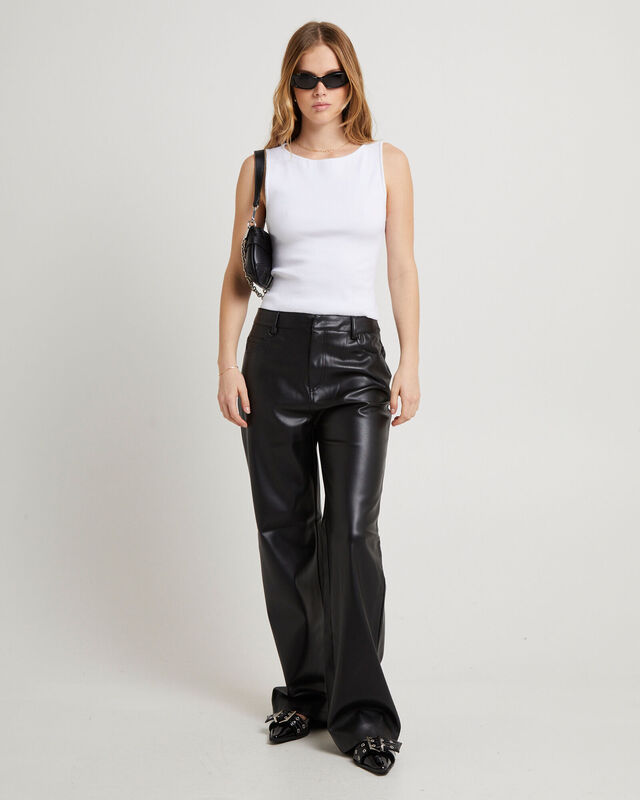 Jadey Relaxed PU Pants Black, hi-res image number null