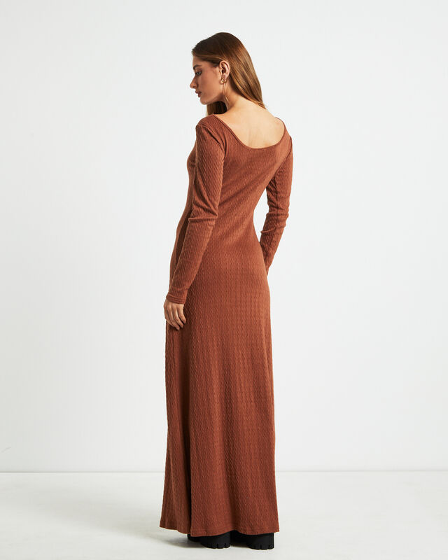 Tallulah Long Sleeve Maxi Dress Chestnut Brown, hi-res image number null