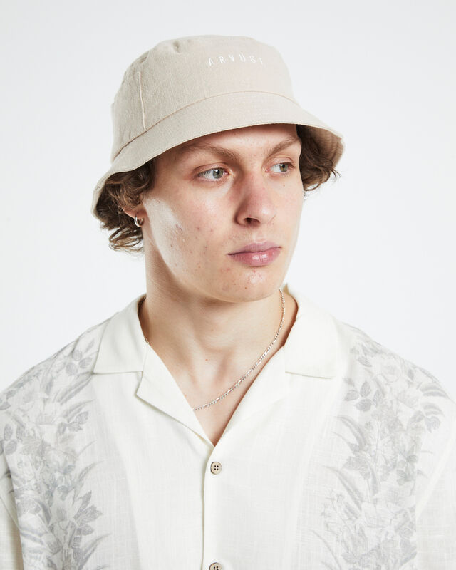 Logo Linen Bucket Hat Natural, hi-res image number null