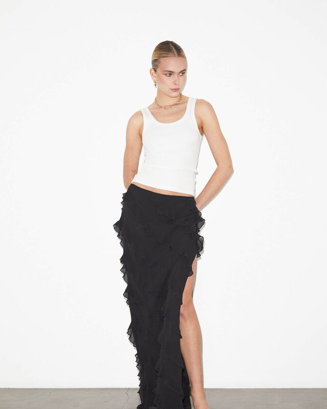 Marta Ruffle Skirt in Black, hi-res image number null