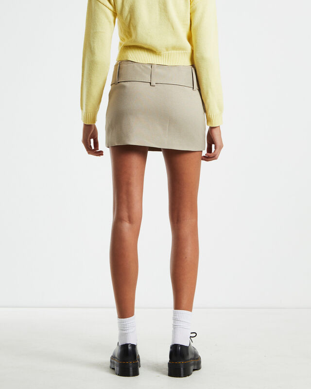 Nova Low Rise Geo Mini Skirt in Beige, hi-res image number null