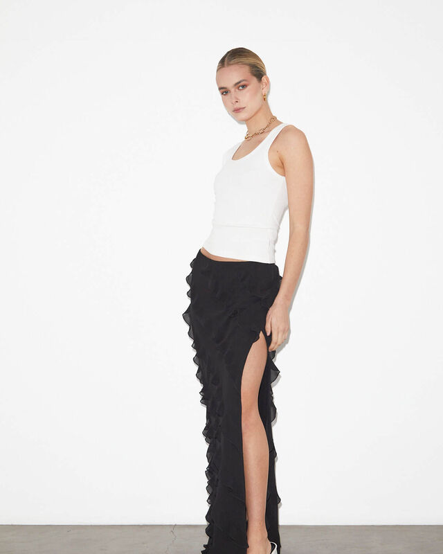 Marta Ruffle Skirt in Black, hi-res image number null