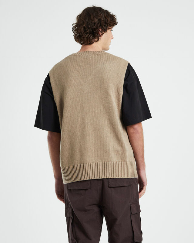 Sunday Box Knit Vest in Tan, hi-res image number null