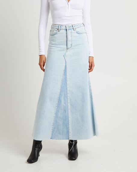 Rework Maxi Skirt - Light Bleach/French Blue Contrast