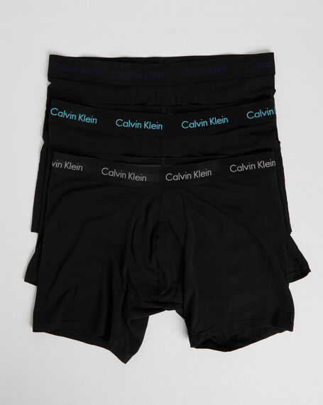 Cotton Stretch Boxer Brief 3PK - Black with Water, Grey and Blue