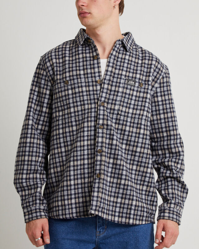 Lee Worker Long Sleeve Shirt Brown Check, hi-res image number null