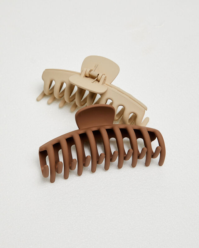 Matte Claw Clips in Brown/Beige, hi-res image number null