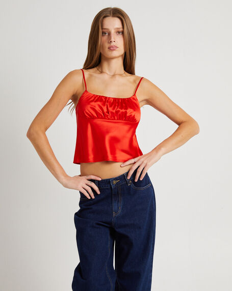 Ivy Ruched Silky Slip Top