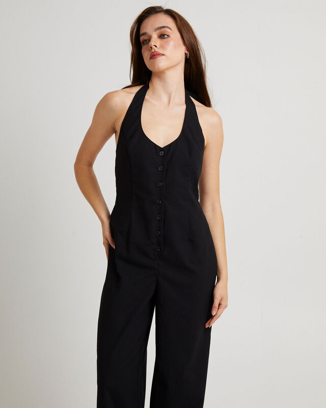 Piper Halter Button Front Jumpsuit, hi-res image number null