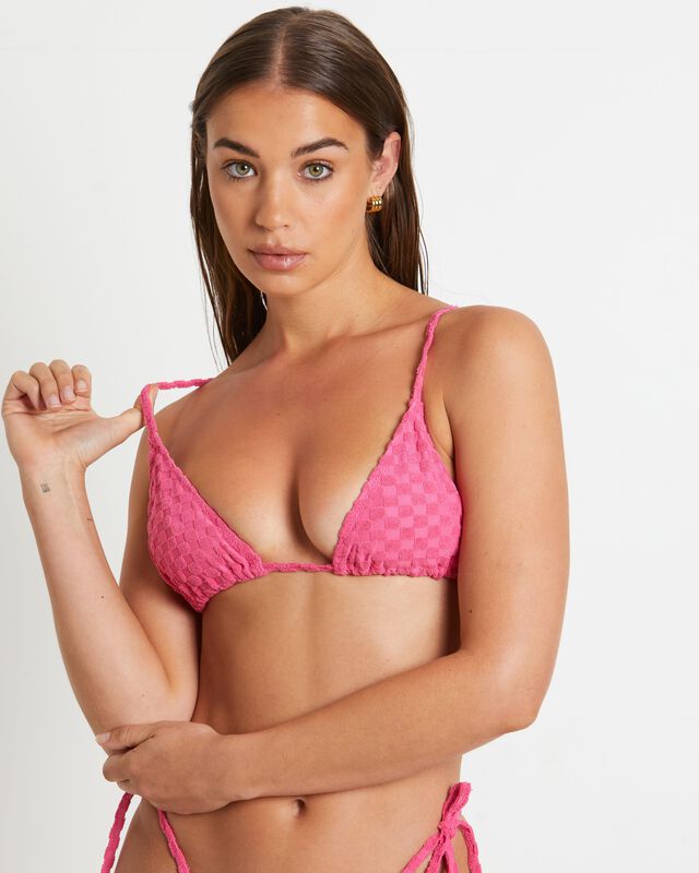 Check Mate Triangle Bikini Top in Raspberry Pink, hi-res image number null