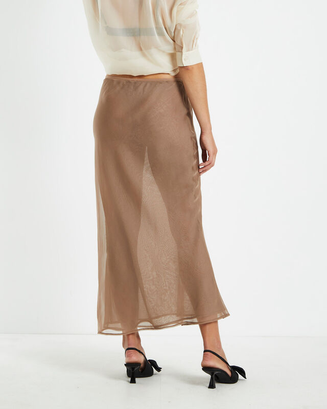 Faye Sheer Midi Skirt Brown, hi-res image number null