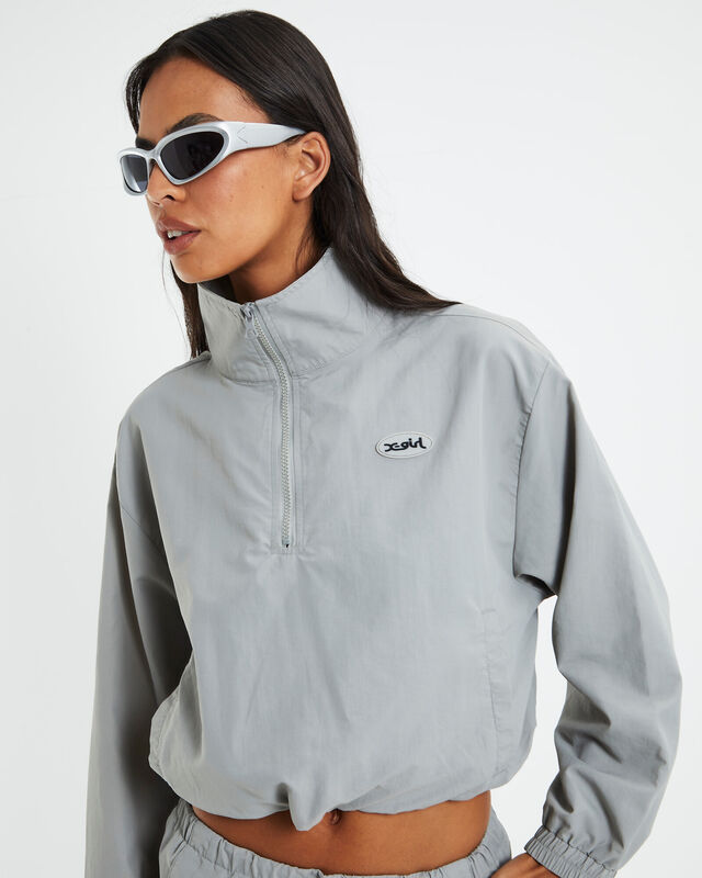 Nylon 1/4 Zip Jumper Grey, hi-res image number null