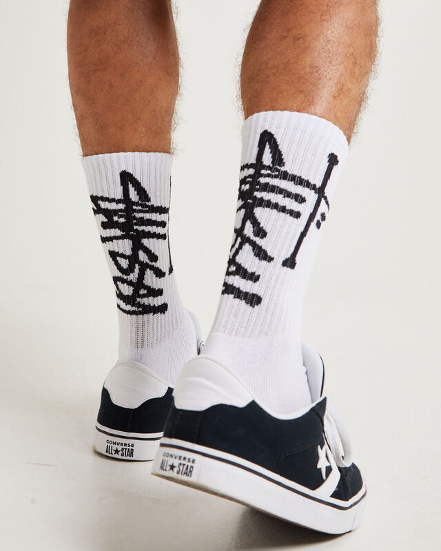 Large Graffiti Socks 3 Pack in White, hi-res image number null