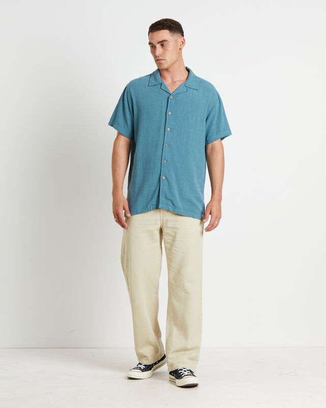 Ernie Short Sleeve Resort Shirt in Aegean Blue, hi-res image number null