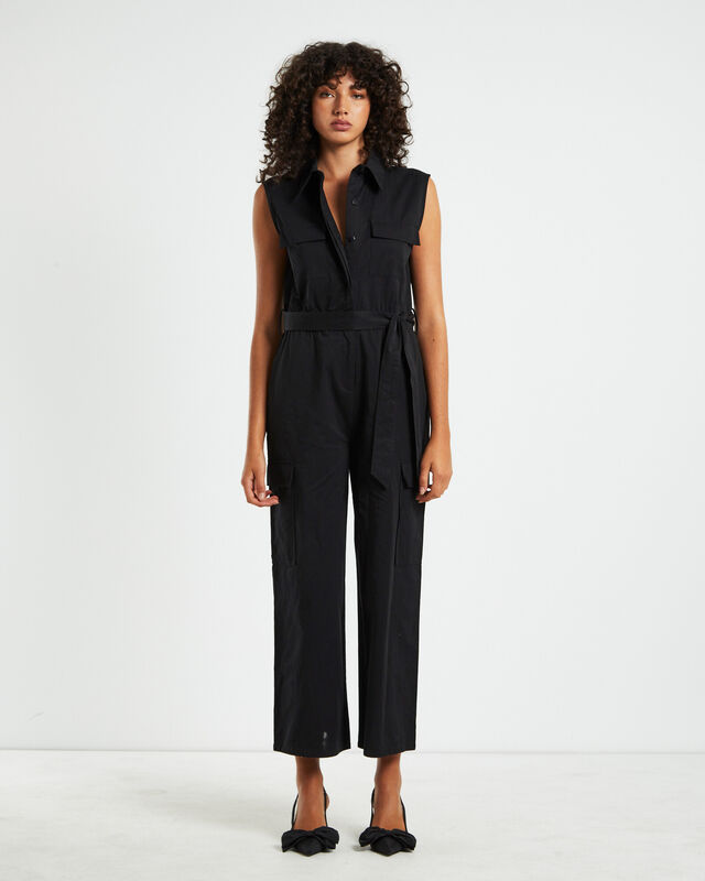 Paloma Sleeveless Cargo Boiler Suit Black, hi-res image number null