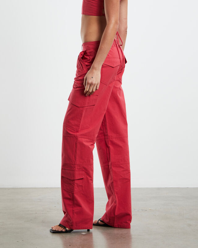 Amity Low Rise Cargo Pants Red, hi-res image number null