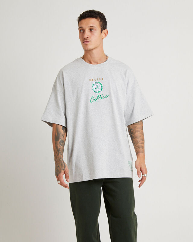 Tri Logo Celtics Oversized Short Sleeve T-Shirt in Vintage Grey Marle, hi-res image number null