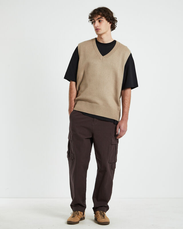 Sunday Box Knit Vest in Tan, hi-res image number null