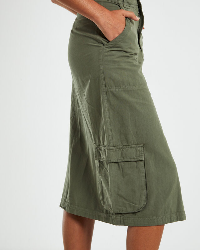 Waterpipe Midi Cargo Skirt Khaki, hi-res image number null