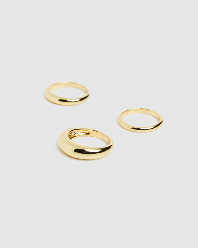 14K Gold Plated Stacking Rings Set, hi-res image number null