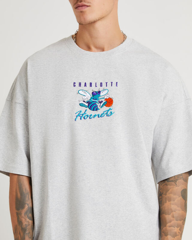 Tri Logo Hornets Oversized T-Shirt in Vintage Grey Marle, hi-res image number null