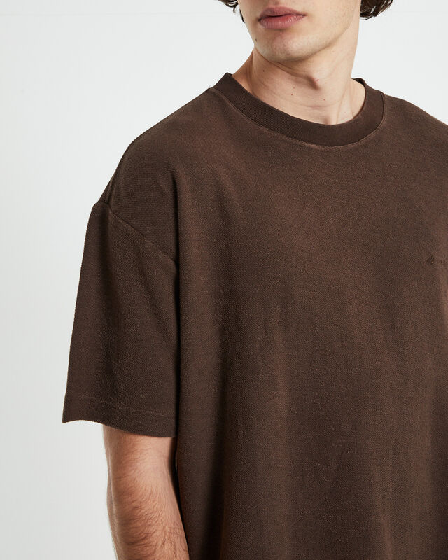 Ramona Linen Short Sleeve T-Shirt in Cocoa Brown, hi-res image number null