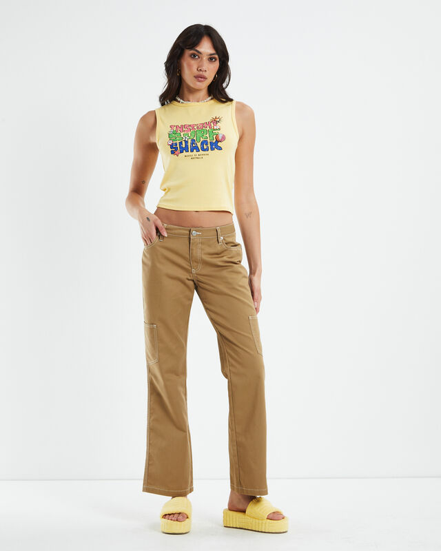 Lulu Low Rise Bootcut Workwear Pants Beige, hi-res image number null