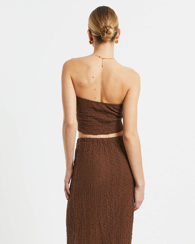 Skyla Texture Twist Bandeau Top in Hazelnut Brown, hi-res image number null