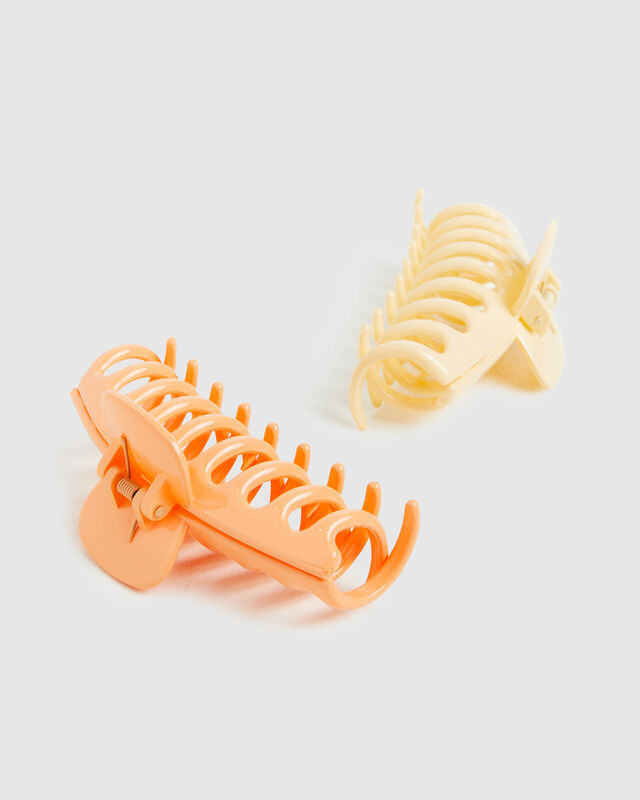 Everyday Claw Clip 2 Pack Natural/Orange, hi-res image number null