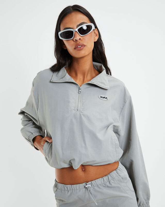 Nylon 1/4 Zip Jumper Grey, hi-res image number null