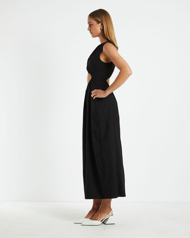 Isabelle Elasticated Cut Out Maxi Dress Black, hi-res image number null