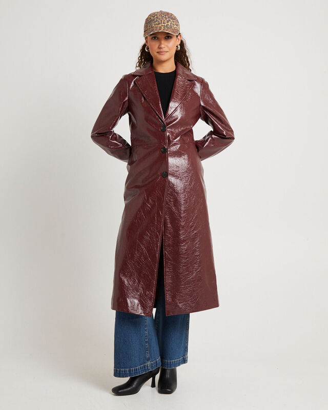 Aubrey Leather Look Longline Coat, hi-res image number null