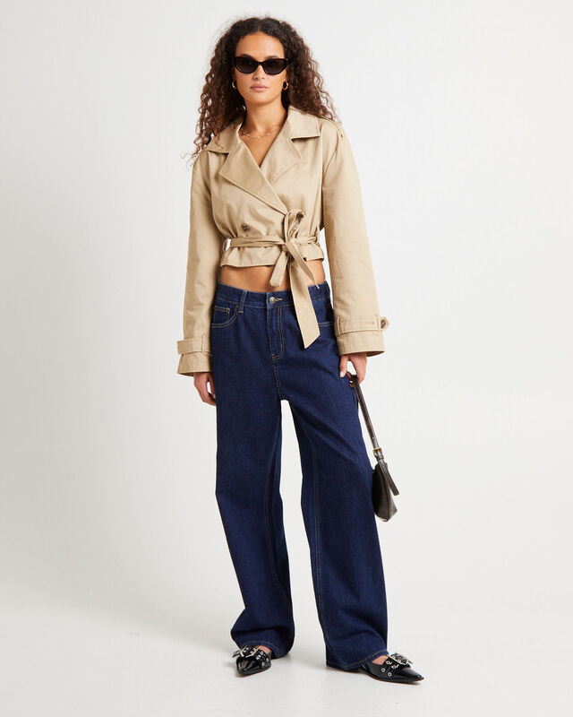 Morgan Boxy Cropped Trench Coat, hi-res image number null