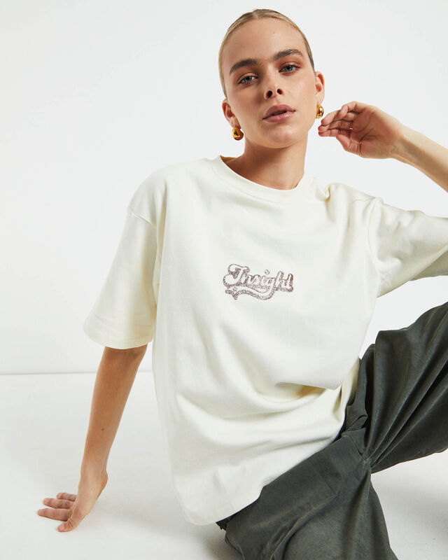 Immy Oversized Boyfriend Tee in Off White, hi-res image number null