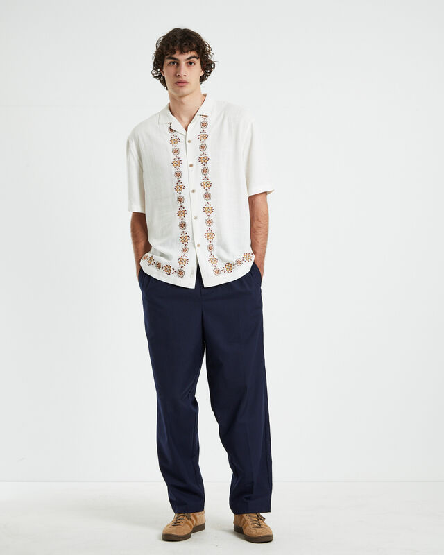 Jose Linen Short Sleeve Resort Shirt in Off White, hi-res image number null