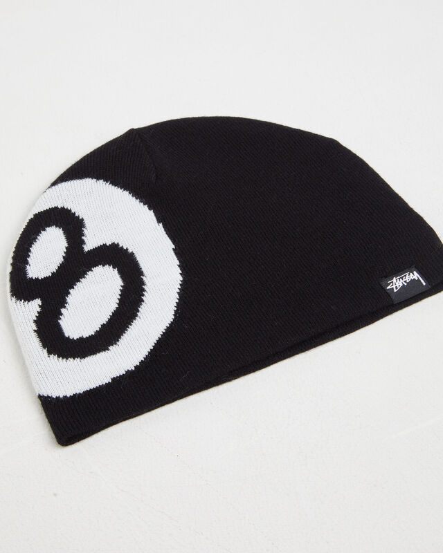 8 Ball Skull Beanie Black, hi-res image number null