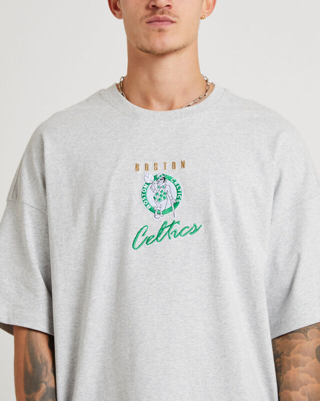 Tri Logo Celtics Oversized Short Sleeve T-Shirt in Vintage Grey Marle, hi-res image number null