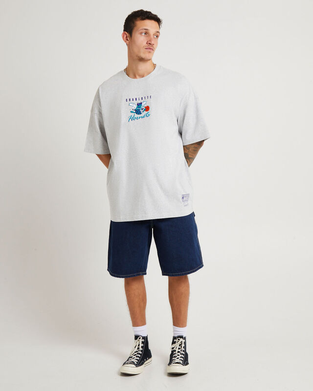 Tri Logo Hornets Oversized T-Shirt in Vintage Grey Marle, hi-res image number null