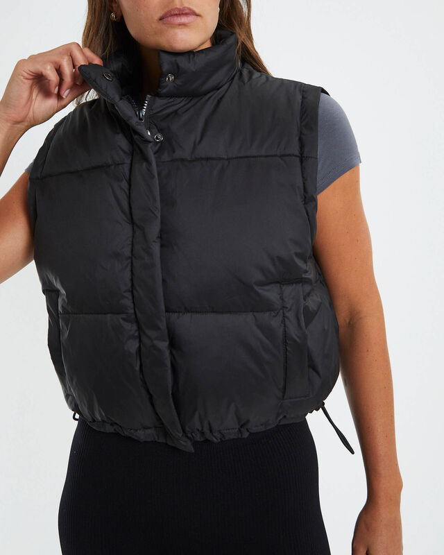 Casey Cropped Puffer Vest Black, hi-res image number null