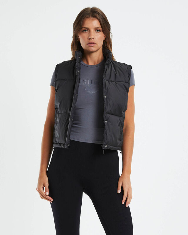 Casey Cropped Puffer Vest Black, hi-res image number null