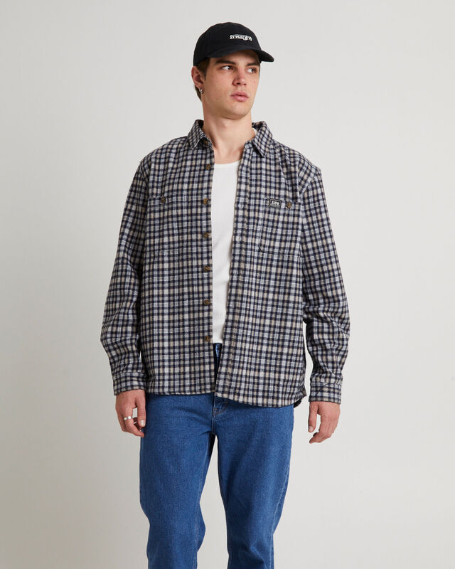 Lee Worker Long Sleeve Shirt Brown Check, hi-res image number null