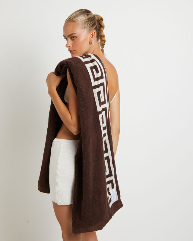 Dune Jacquard Border Towel in Chocolate Brown, hi-res image number null