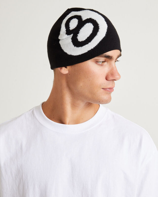 8 Ball Skull Beanie Black, hi-res image number null