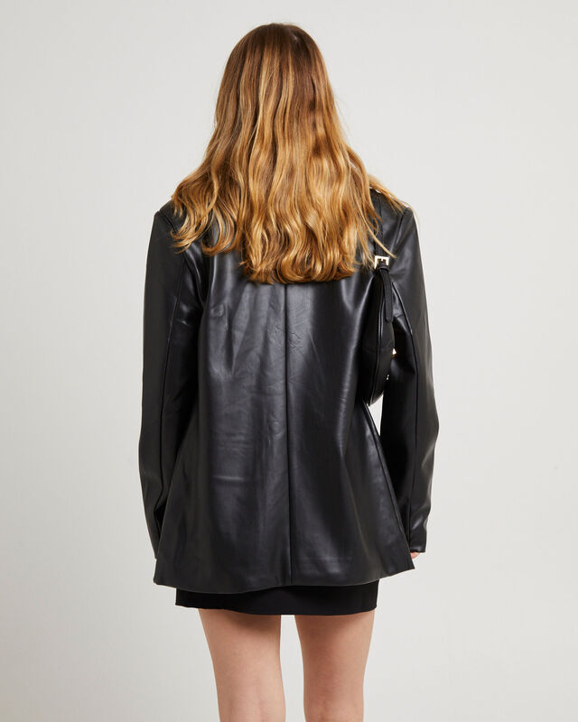 Kylie Boxy PU Blazer Black, hi-res image number null