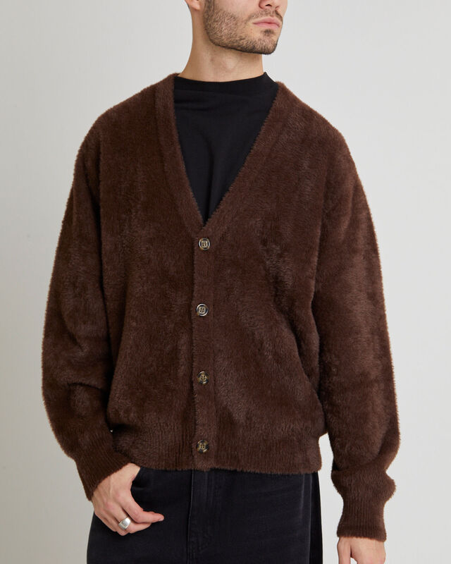 SHAG CARDIGAN BROWN, hi-res image number null