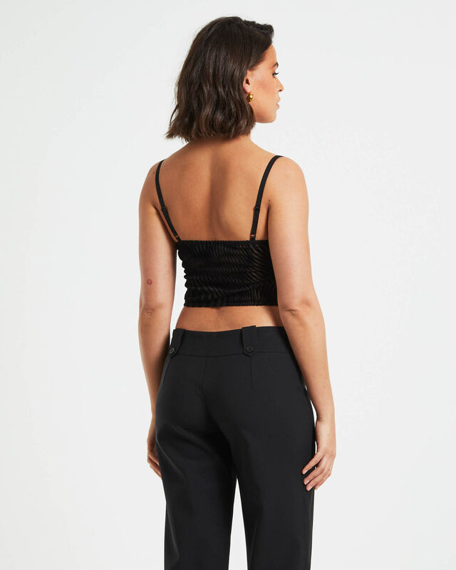 Ines Hook Front Devore Lace Cami Top in Black, hi-res image number null