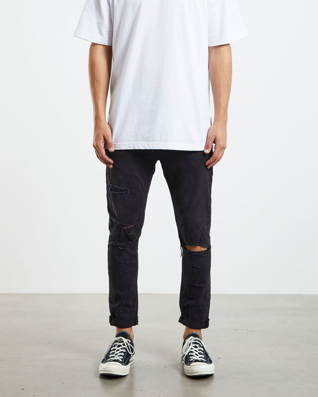 A Dropped Skinny Jeans Turn Up Jeans Rogue Black, hi-res image number null