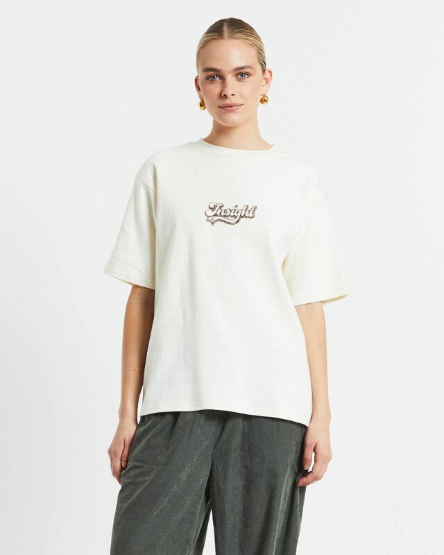 Immy Oversized Boyfriend Tee in Off White, hi-res image number null