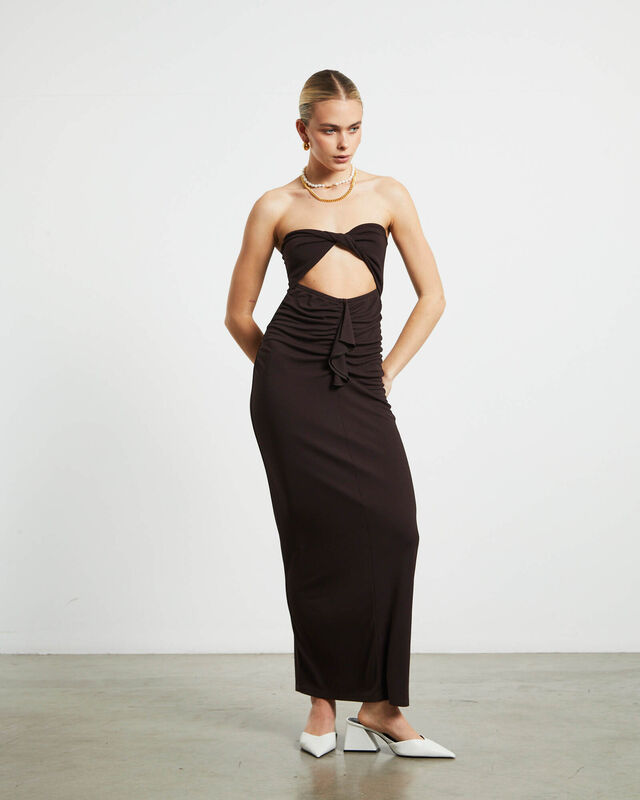 Aria Cut Out Tube Dress in Dark Chocolate, hi-res image number null